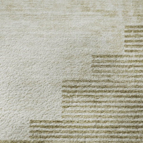 8' X 10' Beige And Ivory Geometric Washable Area Rug With UV Protection