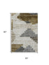 5' X 8' Brown And Gray Geometric Washable Area Rug With UV Protection