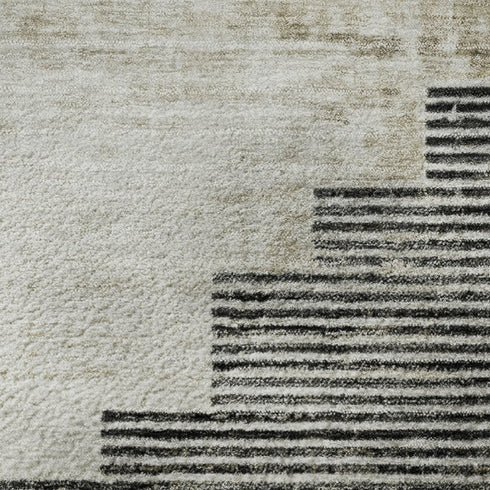 5' X 8' Brown And Gray Geometric Washable Area Rug With UV Protection