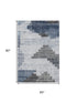 5' X 8' Blue And Gray Geometric Washable Area Rug With UV Protection