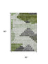 5' X 8' Fern Green And Gray Geometric Washable Area Rug With UV Protection