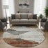8' Rust And Gray Geometric Washable Round Rug With UV Protection