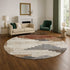 8' Rust And Gray Geometric Washable Round Rug With UV Protection