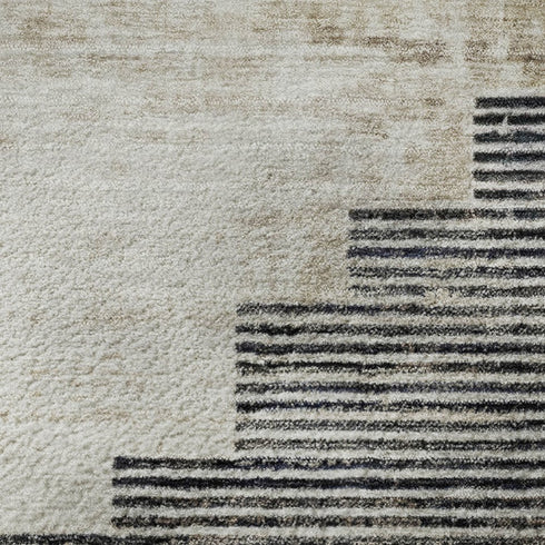 8' Rust And Gray Geometric Washable Round Rug With UV Protection