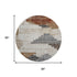 8' Rust And Gray Geometric Washable Round Rug With UV Protection