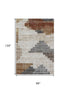 8' X 10' Rust And Gray Geometric Washable Area Rug With UV Protection