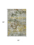 5' X 8' Gold And Beige Abstract Washable Area Rug With UV Protection