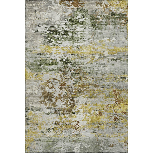 5' X 8' Gold And Beige Abstract Washable Area Rug With UV Protection
