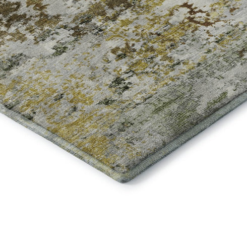 5' X 8' Gold And Beige Abstract Washable Area Rug With UV Protection