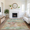 8' X 10' Orange Teal And Blush Abstract Washable Area Rug With UV Protection