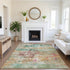 8' X 10' Orange Teal And Blush Abstract Washable Area Rug With UV Protection