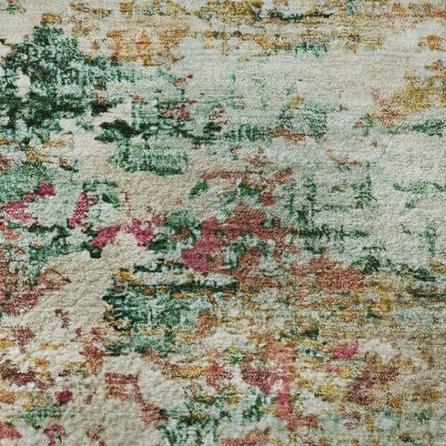 8' X 10' Orange Teal And Blush Abstract Washable Area Rug With UV Protection