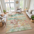 8' X 10' Orange Teal And Blush Abstract Washable Area Rug With UV Protection