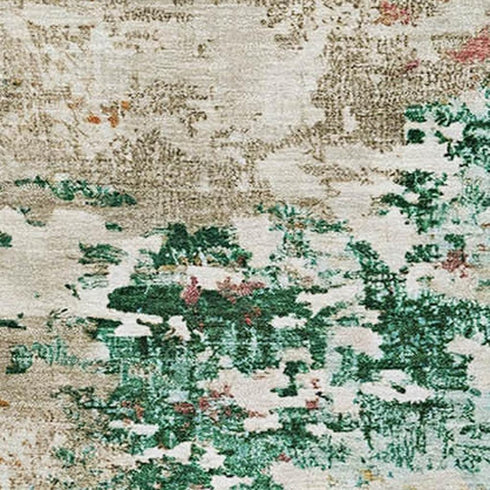 8' X 10' Orange Teal And Blush Abstract Washable Area Rug With UV Protection