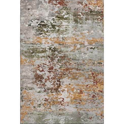 8' X 10' Terra Cotta Ivory And Gray Abstract Washable Area Rug With UV Protection