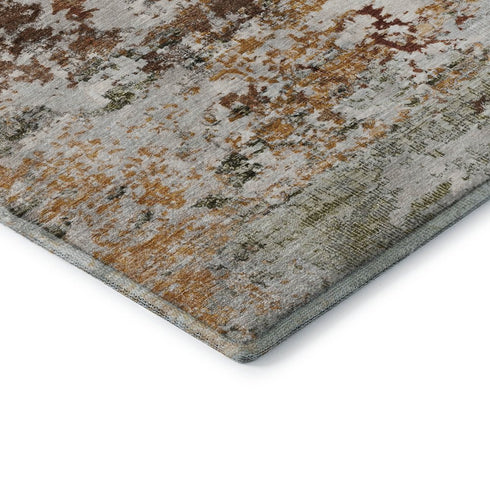 8' X 10' Terra Cotta Ivory And Gray Abstract Washable Area Rug With UV Protection
