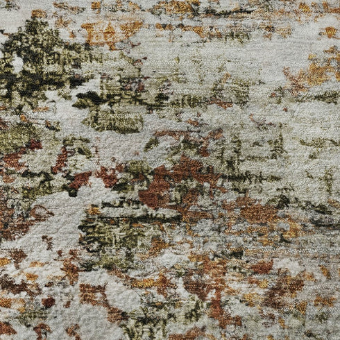 8' X 10' Terra Cotta Ivory And Gray Abstract Washable Area Rug With UV Protection