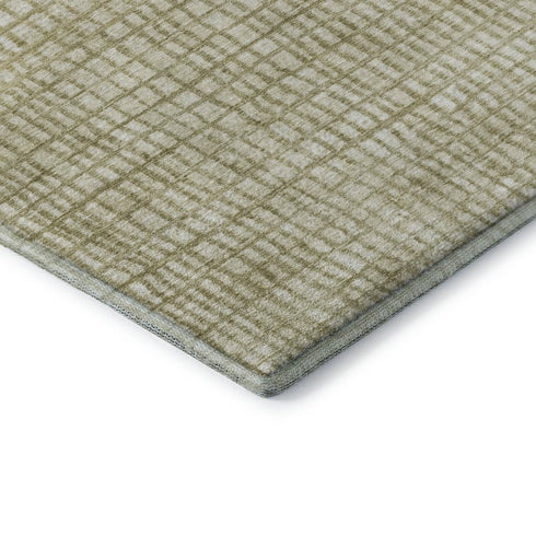 5' X 8' Beige Ivory And Gray Geometric Washable Area Rug With UV Protection