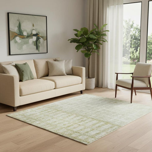 5' X 8' Beige Ivory And Gray Geometric Washable Area Rug With UV Protection