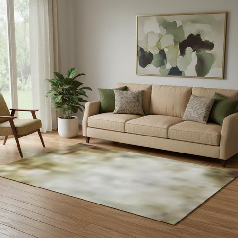 5' X 8' Brown And Beige Geometric Washable Area Rug With UV Protection