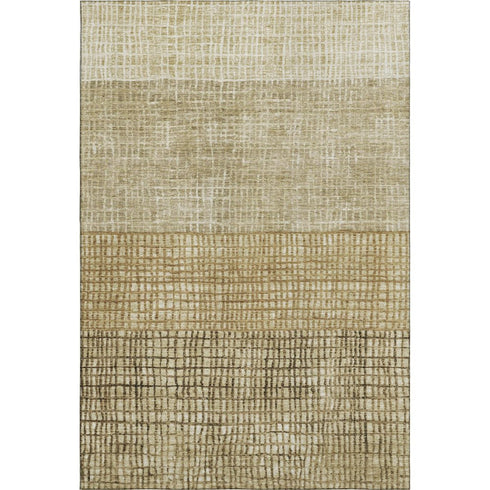 5' X 8' Brown And Beige Geometric Washable Area Rug With UV Protection