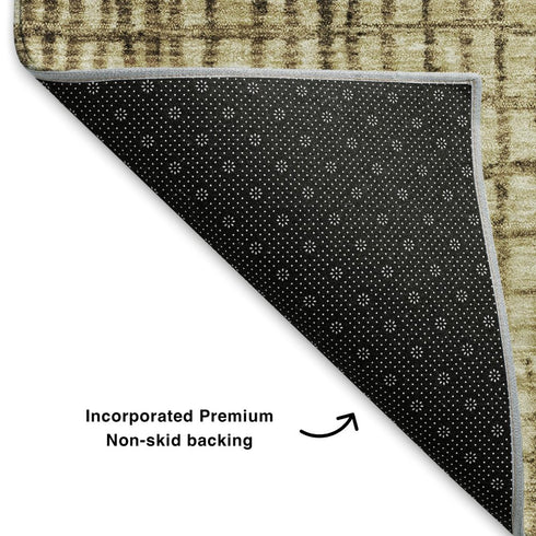 5' X 8' Brown And Beige Geometric Washable Area Rug With UV Protection