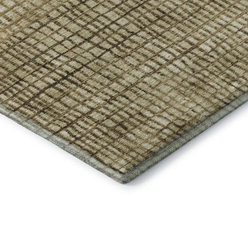 5' X 8' Brown And Beige Geometric Washable Area Rug With UV Protection