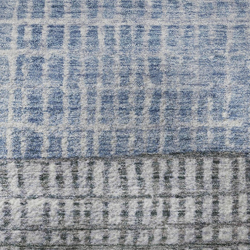 5' X 8' Blue And Gray Geometric Washable Area Rug With UV Protection