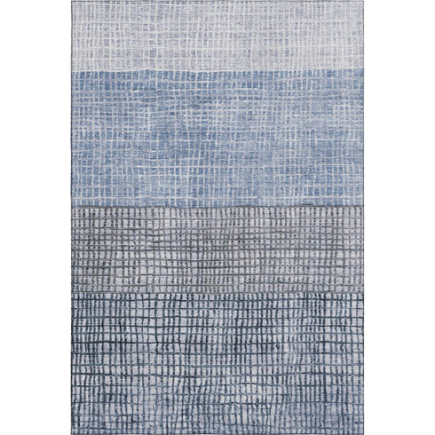 8' X 10' Blue And Gray Geometric Washable Area Rug With UV Protection