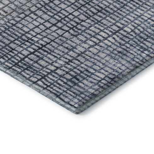 8' X 10' Blue And Gray Geometric Washable Area Rug With UV Protection