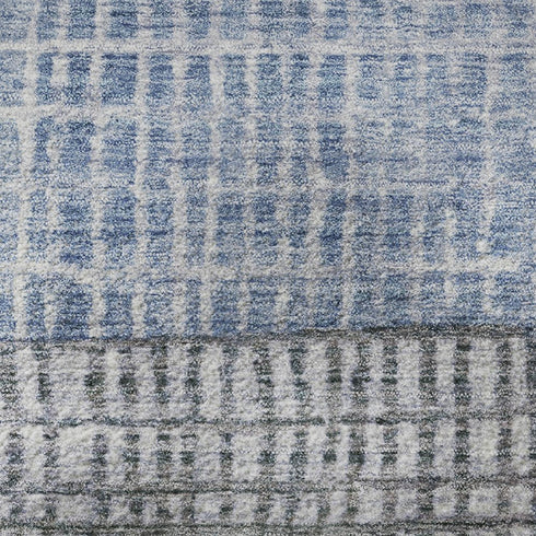 8' X 10' Blue And Gray Geometric Washable Area Rug With UV Protection
