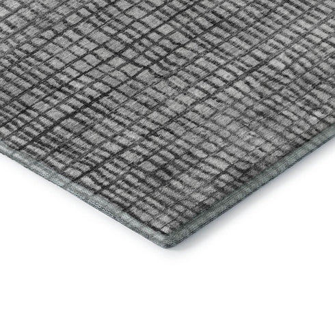 8' X 10' Gray And Silver Geometric Washable Area Rug With UV Protection