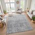 8' X 10' Gray And Silver Geometric Washable Area Rug With UV Protection