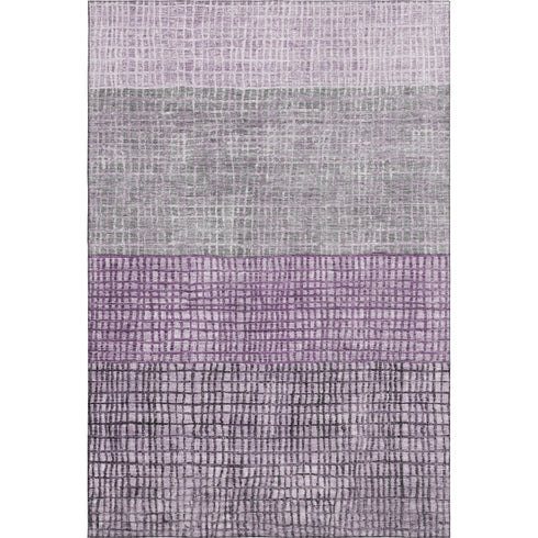 5' X 8' Plum And Gray Geometric Washable Area Rug With UV Protection
