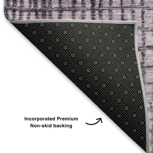 5' X 8' Plum And Gray Geometric Washable Area Rug With UV Protection