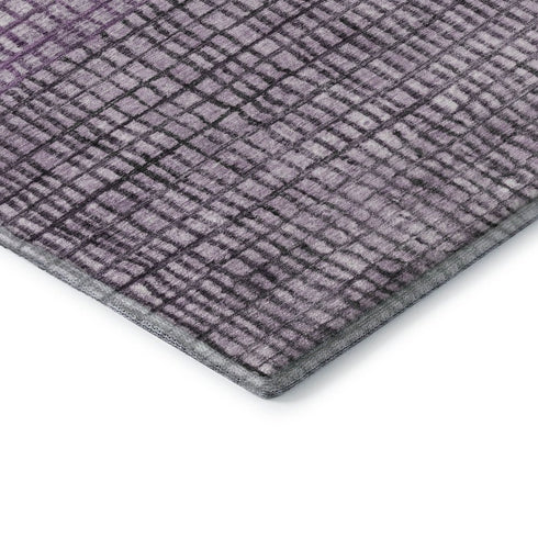 5' X 8' Plum And Gray Geometric Washable Area Rug With UV Protection