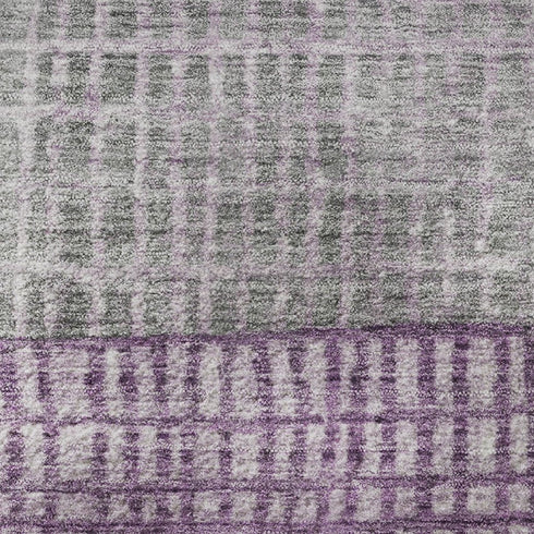 5' X 8' Plum And Gray Geometric Washable Area Rug With UV Protection