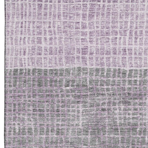 5' X 8' Plum And Gray Geometric Washable Area Rug With UV Protection