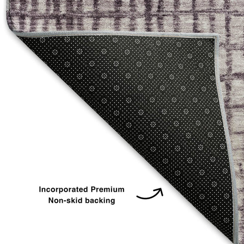 8' X 10' Purple And Ivory Geometric Washable Area Rug With UV Protection