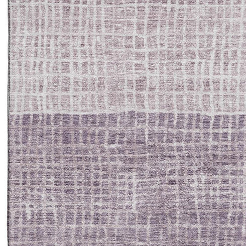 8' X 10' Purple And Ivory Geometric Washable Area Rug With UV Protection