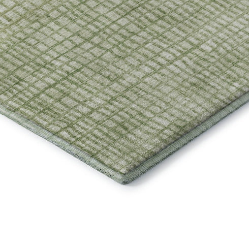 8' Sage And Ivory Geometric Washable Round Rug With UV Protection