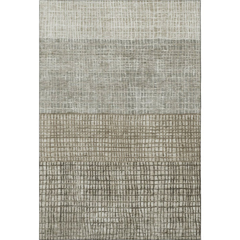 5' X 8' Taupe And Brown Geometric Washable Area Rug With UV Protection