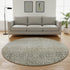 8' Taupe And Brown Geometric Washable Round Rug With UV Protection