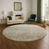 8' Taupe And Brown Geometric Washable Round Rug With UV Protection