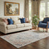 5' X 8' Beige Blue And Coral Floral Medallion Washable Area Rug With UV Protection
