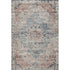 5' X 8' Beige Blue And Coral Floral Medallion Washable Area Rug With UV Protection