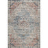 5' X 8' Beige Blue And Coral Floral Medallion Washable Area Rug With UV Protection