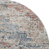 8' Beige Blue And Coral Floral Medallion Washable Round Rug With UV Protection