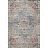 8' X 10' Beige Blue And Coral Floral Medallion Washable Area Rug With UV Protection