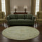 8' Sage And Wheat Floral Medallion Washable Round Rug With UV Protection